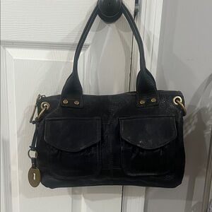 Fossil Black Leather Shoulder Bag